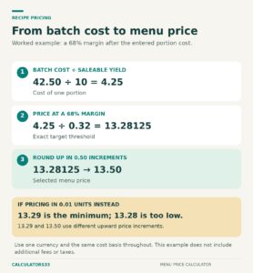 Recipe yield and upward-rounding example