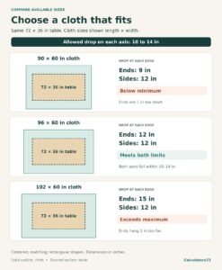 Tablecloth Size Calculator: 4 Shapes, Drop & Fit